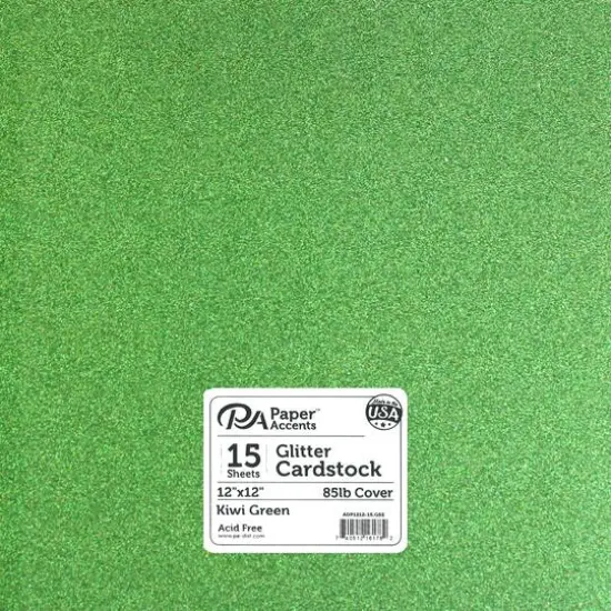 PA Paper&trade; Accents Glitter 12" x 12" Cardstock, 15 Sheets Kiwi Green {1}