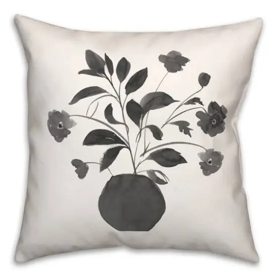 Monochromatic Floral II 18" x 18" Throw Pillow {1}