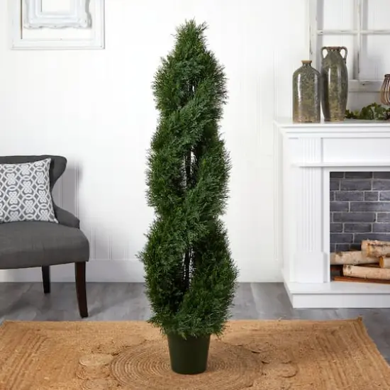 5ft. Potted Double Pond Cypress Spiral Topiary Tree {5}