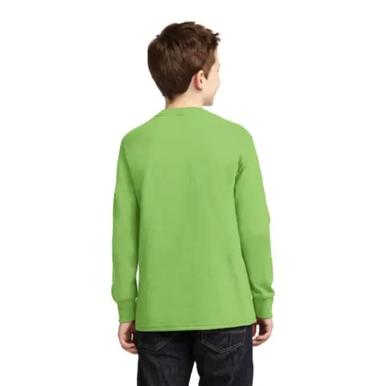 Port & Company&reg; Youth Long Sleeve Core Cotton T-Shirt Lime {5}