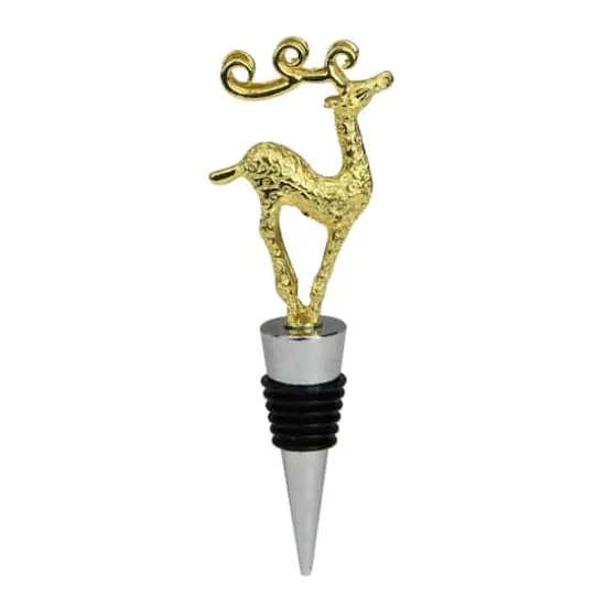 5" Golden Christmas Wine Bottle Stopper {1}