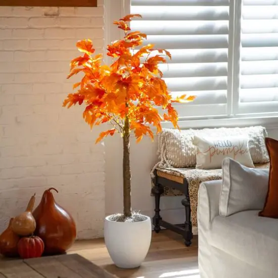 5ft. Pre-Lit Autumn Maple Artificial Fall Tree with 240 Warm White LED Lights {9}