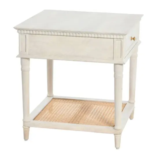 Hello Honey® 25" Maxwelton Solid Wood End Table with Drawer White {8}
