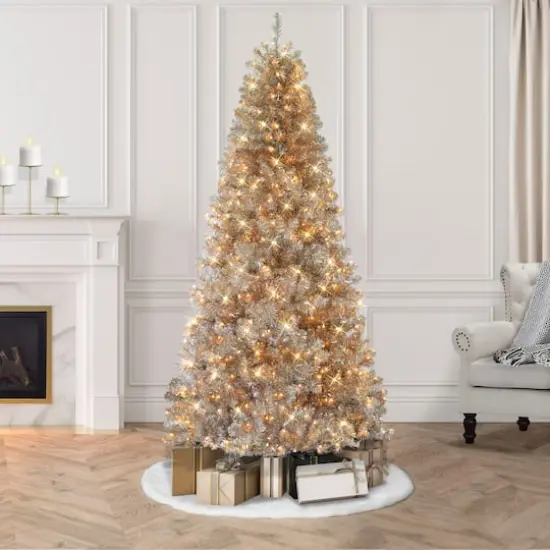 7.5ft. Pre-Lit Rose Gold Artificial Christmas Tree, Clear Incandescent Lights {4}