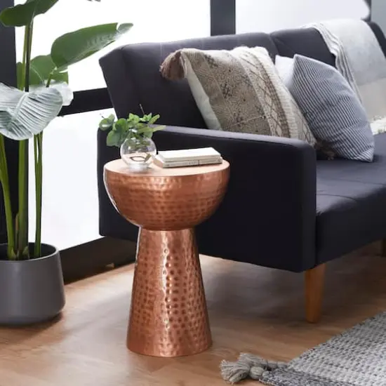 20'' Metal Vintage Accent Table Copper {6}