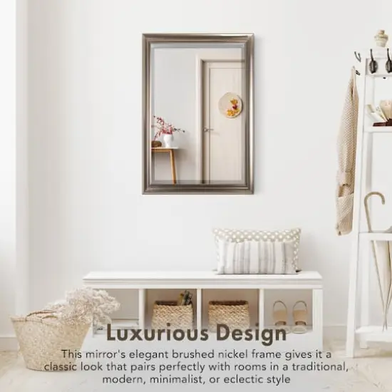 Head West Brushed Nickel Framed Wall Mirror - 40" x 28" {5}