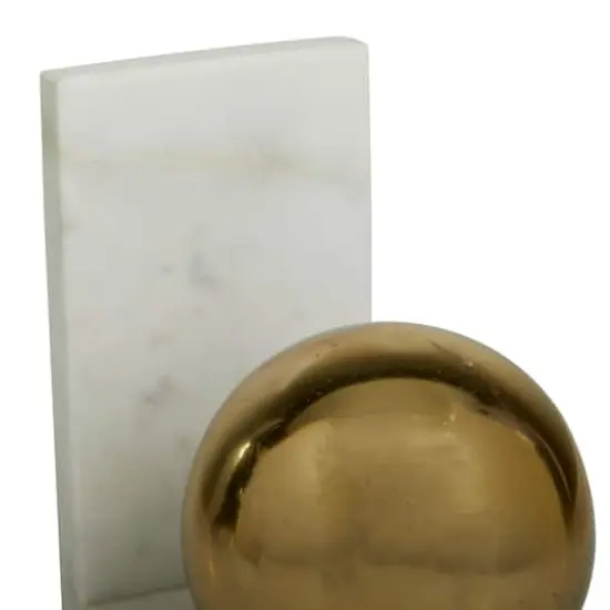 CosmoLiving by Cosmopolitan 6" Metallic Sphere & Marble Bookend Set Gold/White {4}