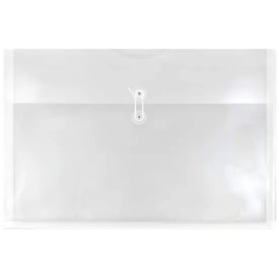 JAM Paper 12" x 18" Clear Plastic Button & String Tie Closure Envelopes, 12ct. {1}