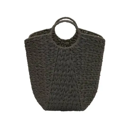 Household Essentials 17.5" Woven Paper Rope Basket with Handles Gray {5}