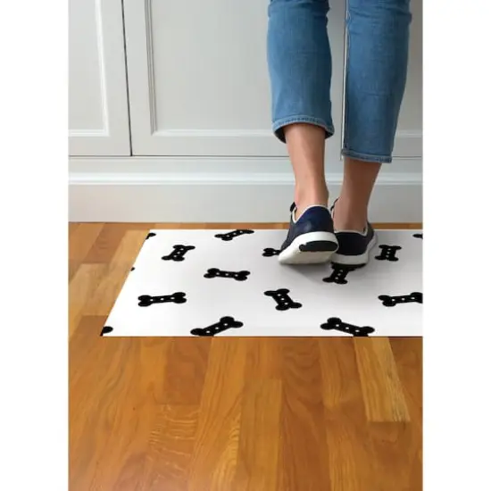 FloorPops Bones Black & White Washable Felt Floor Mat, 18" x 30" {4}