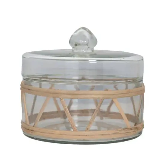 Hello Honey&reg; 6" Rattan Wrapped Glass Jar with Lid {1}