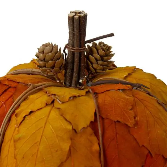 7.5" Orange & Brown Fall Harvest Tabletop Pumpkin {3}