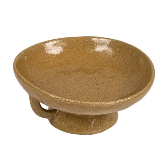 Hello Honey® 8" Taupe Stoneware Footed Pedestal Bowl with Handles {1}