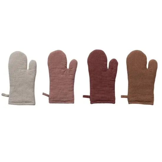 Hello Honey® Woven Linen & Cotton Waffle Hot Pad Mitt Berry {5}