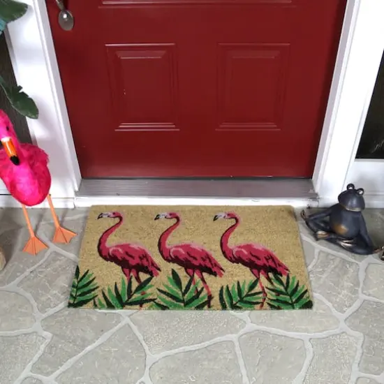 Pink & Green Flamingo Doormat {4}