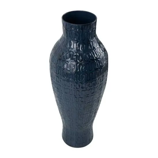 24" Dark Blue Metal Dimensional Textured Vase {6}