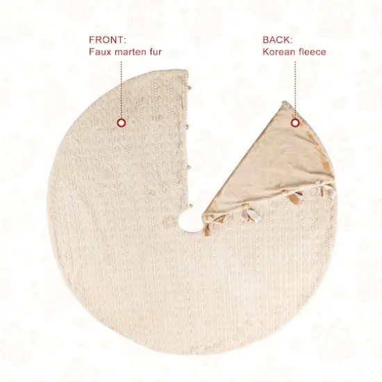 Glitzhome&reg; 60"D Reversible Twisted Faux Marten Fur Christmas Tree Skirt {9}