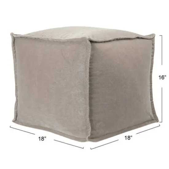 Hello Honey&reg; 18" Modern Boho Cotton Velvet Pouf Greige {9}