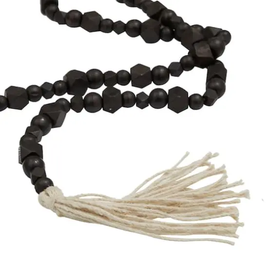 80" Geometric Wood Bead Garland with Tassels Black {5}