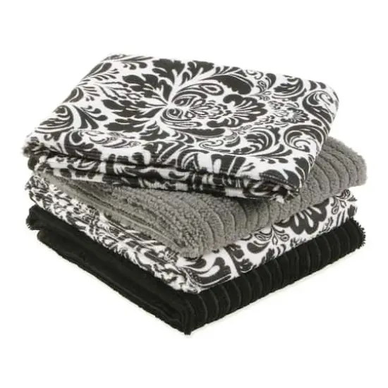Black Damask Microfiber Dishtowel, 4ct. {4}