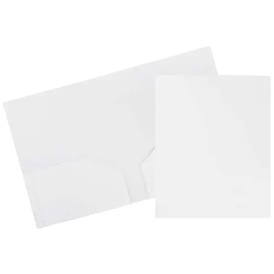 JAM Paper Heavy Duty Plastic 2-Pocket Folders, 6ct. White {1}