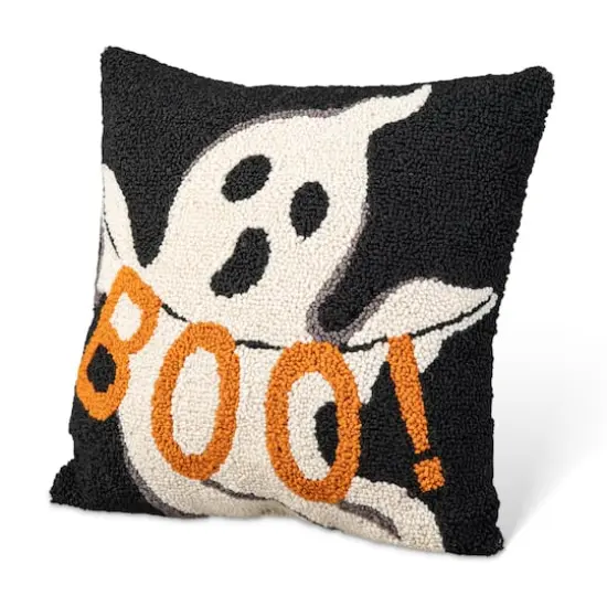 Glitzhome&reg; 14" Hooked Halloween Ghost "BOO" Pillow {1}