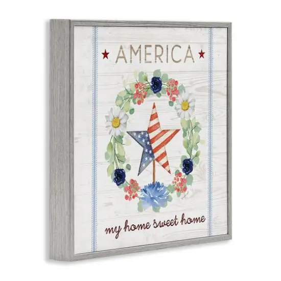 Stupell Industries America My Sweet Home Daisy Wreath Framed Giclee Art Gray {4}