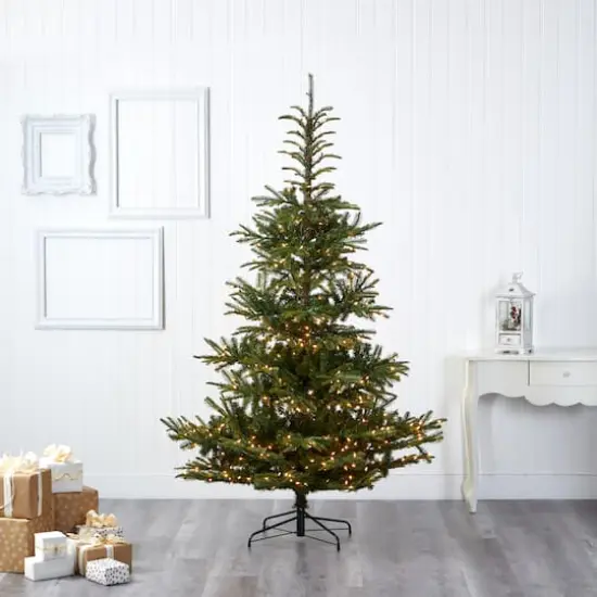 7.5ft. Pre-Lit Layered Washington Spruce Artificial Christmas Tree, Clear LED Lights {3}