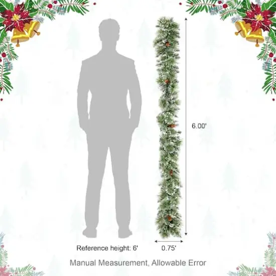 Glitzhome&reg; 6ft. Pre-Lit Frosted Greenery Pinecones Christmas Garlands with Timers, 2ct. {9}