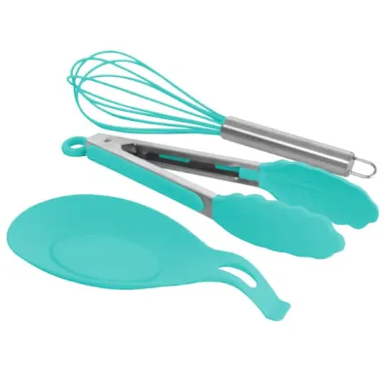 MegaChef Light Teal Silicone Cooking Utensils Set, 12ct. {5}