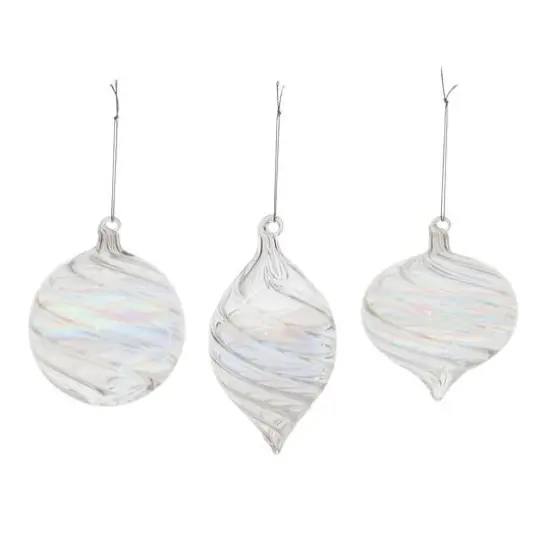 Iridescent Swirl Glass Ornaments Set {7}