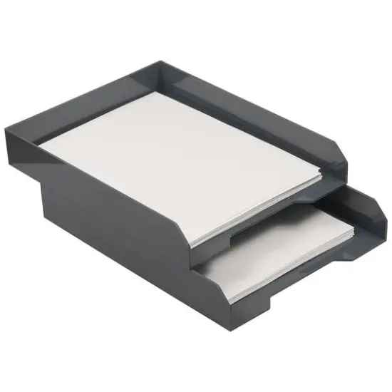 JAM Paper Stackable Desktop Paper Tray Gray {4}