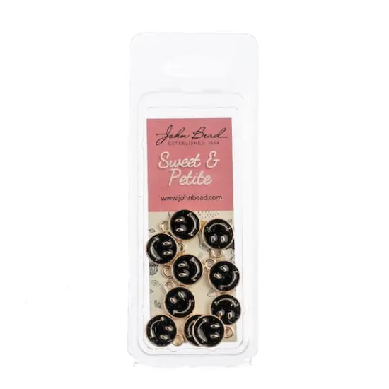 John Bead Sweet & Petite Happy Face Charms, 10ct. Black {3}
