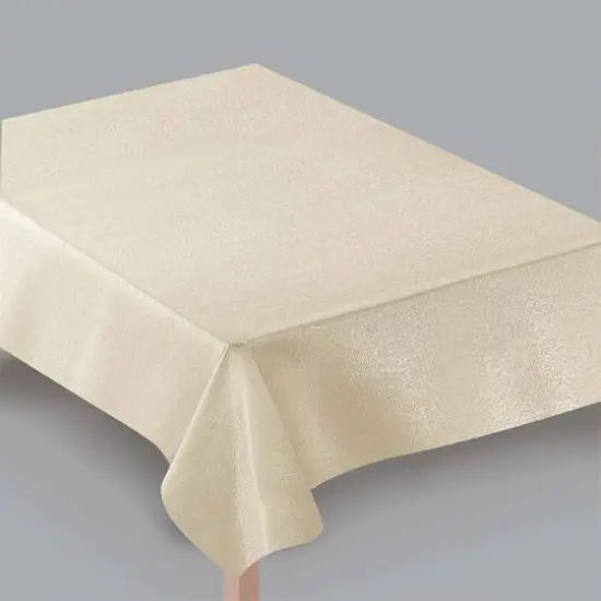 JAM Paper Metallic Golden Ivory Rectangular Fabric Tablecloth, 60" x 84" {1}