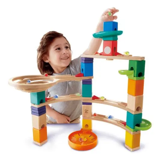Hape Quadrilla Wooden Marble Run Construction Cliffhanger Set {6}
