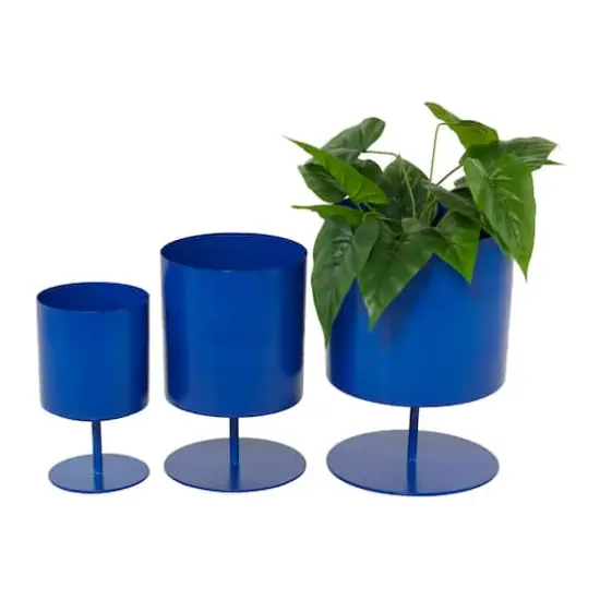 Metal Modern Planters Set Blue {1}
