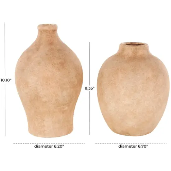 Brown Ceramic Antique Style Textured Vase Set {8}