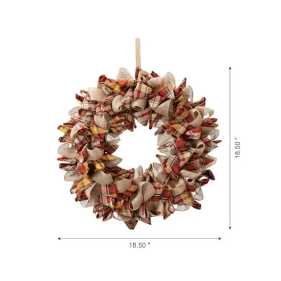Glitzhome&reg; 18.5" Fall Plaid Fabric Wreath {4}