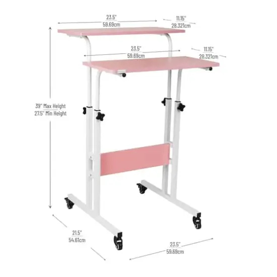 Mind Reader Portable Standing Adjustable Height Rolling Computer Desk {5}