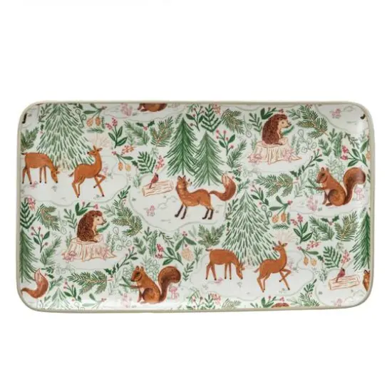 Hello Honey&reg; 11.25" Woodland Flora & Fauna Stoneware Platter {1}