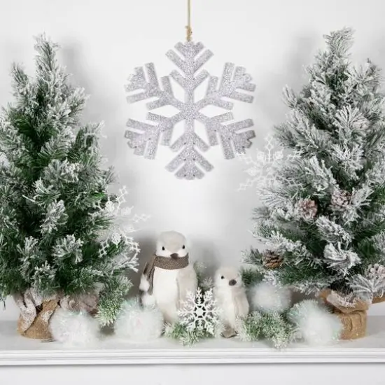 8" Ivory Sisal Penguin Christmas Figure {8}