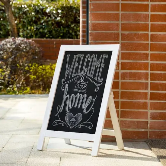 Glitzhome&reg; 30" White Wood Chalkboard {3}