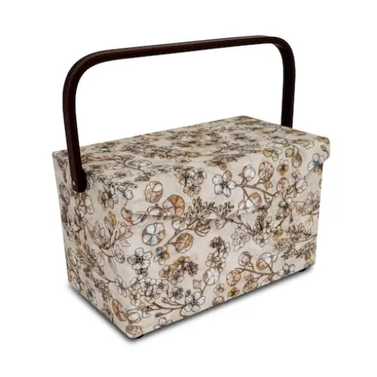 Dritz&reg; Neutral Floral Medium Rectangular Sewing Basket With Zippered Case {3}