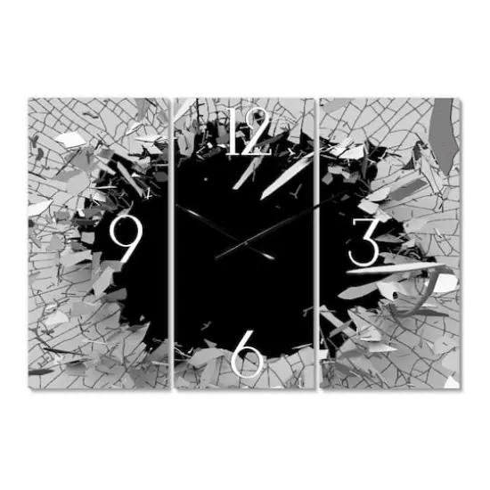 Designart Abstract Broken Wall 3D Design Multipanel Wall Clock {1}
