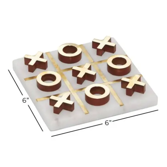 White & Gold Marble Tic-Tac-Toe Game Set {8}