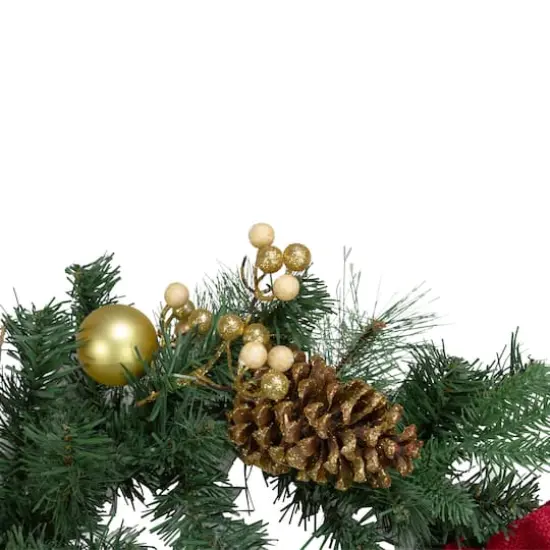 6ft. Red & Gold Pre-Decorated Ornaments & Pinecones Garland {3}