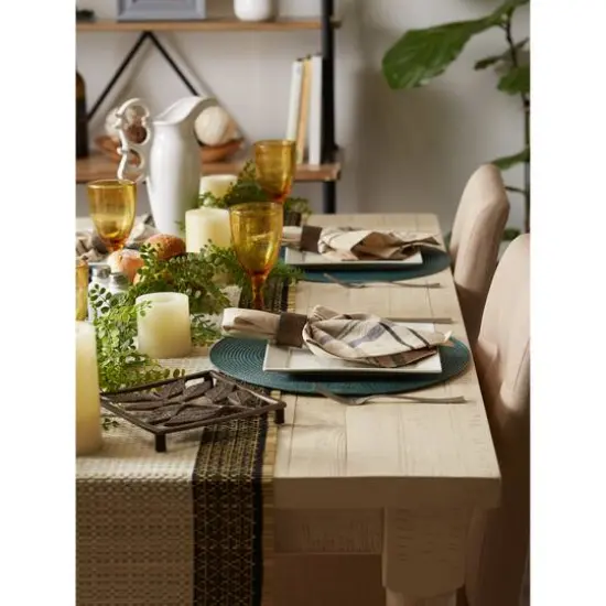 DII&reg; Round Plastic Woven Placemats, 6ct. Dark Green {7}