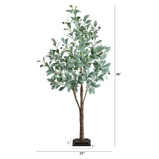 4ft. Pre-Lit Artificial Fruiting Olive Tree with Warm White LED Lights {6}