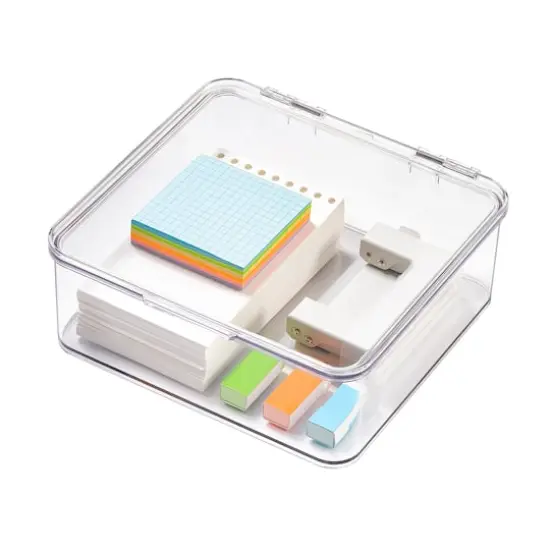 Small Clear Stacking Plastic Case with Hinged Lid by Simply Tidy&reg; {3}