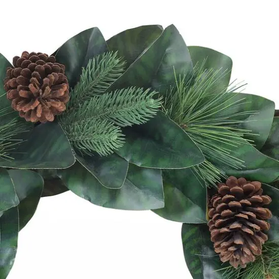 24" Magnolia Leaves & Pinecones Wreath {5}